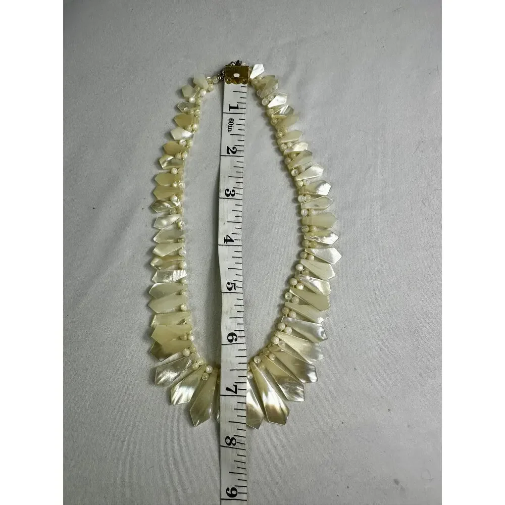 Vintage Mother of Pearl Shell Statement Necklace 16